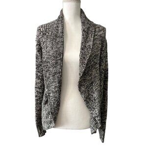 Apt. 9 Black & White Marled Open Front Cottage Cozy Cardigan Sweater Womens XL